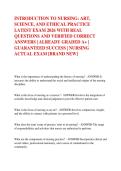 INTRODUCTION TO NURSING&colon; ART&comma;  SCIENCE&comma; AND ETHICAL PRACTICE  LATEST EXAM 2026 WITH REAL  QUESTIONS AND VERIFIED CORRECT  ANSWERS &vert; ALREADY GRADED A&plus; &vert;  GUARANTEED SUCCESS &vert; NURSING  ACTUAL EXAM &lbrack;BRAND NEW&rsqb; 