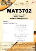 MAT3702 Assignment 2 &lpar;COMPLETE ANSWERS&rpar; 2026  - DUE 19 August 2026