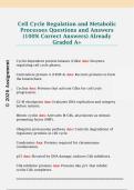 Cell Cycle Regulation and Metabolic  Processes Questions and Answers  &lpar;100&percnt; Correct Answers&rpar; Already  Graded A&plus; 