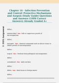 Chapter 16 - Infection Prevention  and Control&colon; Protective Mechanisms  and Asepsis &lpar;Study Guide&rpar; Questions  and Answers &lpar;100&percnt; Correct  Answers&rpar; Already Graded A&plus;