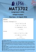MAT3702 Assignment 2 &lpar;ANSWERS&rpar; 2026 - DISTINCTION GUARANTEED