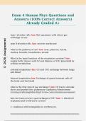 Exam 4 Human Phys Questions and  Answers &lpar;100&percnt; Correct Answers&rpar;  Already Graded A&plus;