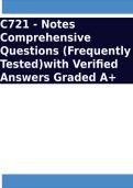 C721 - Notes Comprehensive Questions &lpar;Frequently Tested&rpar;with Verified Answers Graded A&plus;