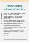 Fundamentals of Nursing&colon;  Medication Administration  Questions and Answers &lpar;100&percnt;  Correct Answers&rpar; Already Graded A&plus;