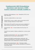 Fundamentals HESI Remediation  Questions and Answers &lpar;100&percnt;  Correct Answers&rpar; Already Graded A&plus; 