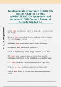 fundamentals of nursing DeWitt 5th  edition Chapter 34 MED  ADMINISTRATION Questions and  Answers &lpar;100&percnt; Correct Answers&rpar;  Already Graded A&plus;