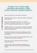 Geology Test 2 Study Guide  Questions and Answers &lpar;100&percnt;  Correct Answers&rpar; Already Graded A&plus; 