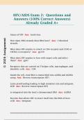 HIV&sol;AIDS Exam 2&colon;  Questions and  Answers &lpar;100&percnt; Correct Answers&rpar;  Already Graded A&plus;