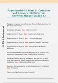 Hypersensitivity Exam 2&colon;  Questions  and Answers &lpar;100&percnt; Correct  Answers&rpar; Already Graded A&plus;