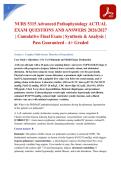 NURS 5315 Advanced Pathophysiology ACTUAL EXAM QUESTIONS AND ANSWERS 2026&sol;2027 &vert; Cumulative Final Exam &vert; Synthesis & Analysis &vert; Pass Guaranteed - A&plus; Graded