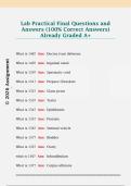 Lab Practical Final Questions and  Answers &lpar;100&percnt; Correct Answers&rpar;  Already Graded A&plus;