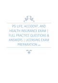 PSI Life&comma; Accident&comma; and Health Insurance Exam &vert; FULL Practice Questions & Answers &vert; Licensing Exam Preparation &lpar;PDF&rpar;