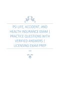 PSI Life&comma; Accident&comma; and Health Insurance Exam &vert; Practice Questions with Verified Answers &vert; Licensing Exam Prep &lpar;PDF&rpar;