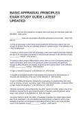 BASIC APPRAISAL PRINCIPLES EXAM STUDY GUIDE LATEST UPDATED