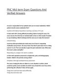 PNC Mid-term Exam Questions And Verified Answers
