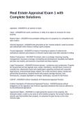 Real Estate Appraisal Exam 1 with Complete Solutions