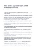 Real Estate Appraisal Exam 2 with Complete Solutions