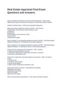 Real Estate Appraisal Final Exam Questions and Answers
