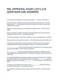REL APPRAISAL EXAM 1 &lpar;CH 1&comma;2&comma;3&rpar; QUESTIONS AND ANSWERS