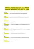 Industrial Maintenance Final Exam Review &ndash; 2025&ndash;2026 &ndash; Complete Questions and Answers &lpar;A&plus; Grade&rpar;