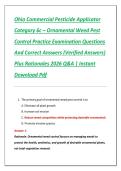 Ohio Commercial Pesticide Applicator  Category 6c &ndash; Ornamental Weed Pest  Control Practice Examination Questions  And Correct Answers &lpar;Verified Answers&rpar;  Plus Rationales 2026 Q&A &vert; Instant  Download Pdf
