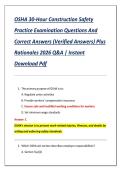 OSHA 30-Hour Construction Safety  Practice Examination Questions And  Correct Answers &lpar;Verified Answers&rpar; Plus  Rationales 2026 Q&A &vert; Instant  Download Pdf
