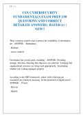 CSX CYBERSECURITY FUNDAMENTALS EXAM PREP &vert;150 QUESTIONS AND CORRECT DETAILED ANSWERS &vert; RATED A&plus; &vert; NEW&excl;&excl;