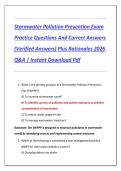 Stormwater Pollution Prevention Exam  Practice Questions And Correct Answers  &lpar;Verified Answers&rpar; Plus Rationales 2026  Q&A &vert; Instant Download Pdf