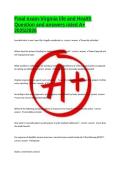 Final exam-Virginia life and Health Question and answers rated A&plus; 2025&sol;2026  Insurable inter in one's own life is legally considered as - correct  answer  Generally unlimited  Where dose the primary funding for medical part A come from&quest; - correct  