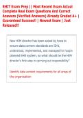 RHIT Exam Prep &vert;&vert; Most Recent Exam Actual  Complete Real Exam Questions And Correct  Answers &lpar;Verified Answers&rpar; Already Graded A&plus; &vert;  Guaranteed Success&excl;&excl; &vert; Newest Exam &vert; Just  Released&excl;&excl;