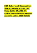 DCF Behavioral Observation  and Screening BOSR Exam  Study Guide&colon; GRADED A&plus;&period;  Practice Questions and Verified  Answers&period; Latest 2026 Update 
