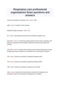 Respiratory care professional organizations Exam questions and answers