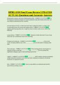 HPRS 3320 Final Exam Review UPDATED ACTUAL Questions and Accurate Answers