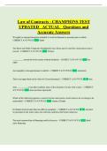 Law of Contracts - CHAMPIONS TEST UPDATED ACTUAL Questions and Accurate Answers