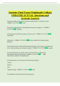 Anatomy Final Exam &lpar;Nightingale College&rpar; UPDATED ACTUAL Questions and Accurate Answers