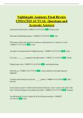 Nightingale Anatomy Final Review UPDATED ACTUAL Questions and Accurate Answers