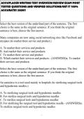ACCUPLACER WRITING TEST OVERVIEW&sol;REVIEW EXAM MOST TESTED QUESTIONS AND VERIFIED SOLUTIONS&sol;GET IT 100&percnt; ACCURATE&excl;&excl; 2026&excl;&excl;