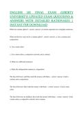 ENGLISH 101 FINAL EXAM &lpar;LIBERTY UNIVERSITY&rpar; UPDATED EXAM QUESTIONS & ANSWERS WITH DETAILED RATIONALES &vert; INSTANT PDF DOWNLOAD
