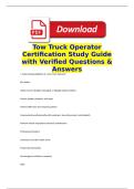 Tow Truck Operator Certification Study Guide with Verified Questions & Answers