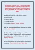 Hemodialysis Anderson CCHT Practice Exam &vert;&vert; Most  Recent Exam Actual Complete Real Verified Exam  Questions And Correct Answers &lpar;Verified Answers&rpar; &vert;  Already Graded A&plus; &vert; Guaranteed Success&excl;&excl; Newest  Exam&excl;&excl;&excl; 