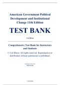 Test Bank - American Government&colon; Political Development and Institutional Change&comma; 11th Edition &ndash; Cal Jillson &lpar;Chapters 1&ndash;16&rpar;