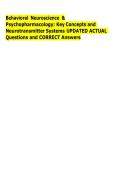 Behavioral Neuroscience &  Psychopharmacology&colon; Key Concepts and  Neurotransmitter Systems UPDATED ACTUAL  Questions and CORRECT Answers