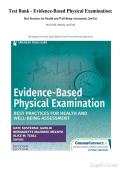 Test Bank - Evidence-Based Physical Examination&colon; Best Practices for Health and Well-Being Assessment&comma; 2nd Edition&period; By Gawlik&comma; Melnyk&comma; and Teall&period; &lpar;All Chapters Covered&comma; Latest Edition&comma; Exam-Focused Practice Questions&rpar;