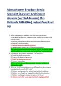 Massachusetts Broadcast Media  Specialist Questions And Correct  Answers &lpar;Verified Answers&rpar; Plus  Rationale 2026 Q&A&vert; Instant Download  Pdf 