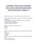 LEARNING STRATEGIES IN HIGHER EDUCATION- D389 EXAM QUESTIONS AND ANSWER 100&percnt; CORRECT&excl;&excl;