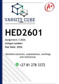 HED2601 Assignment 3 &lpar;DETAILED ANSWERS&rpar; 2026 - DISTINCTION GUARANTEED