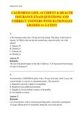 CALIFORNIA LIFE&comma; ACCIDENT & HEALTH  INSURANCE EXAM QUESTIONS AND  CORRECT ANSWERS WITH RATIONALES  GRADED A&plus; LATEST