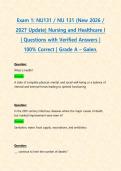 Exam 1&colon; NU131 &sol; NU 131 &lpar;New 2026 &sol; 2027 Update&rpar; Nursing and Healthcare I &vert; Questions with Verified Answers &vert; 100&percnt; Correct &vert; Grade A &ndash; Galen&period;