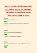 Exam 3&colon; NU131 &sol; NU 131 &lpar;New 2026 &sol; 2027 Update&rpar; Nursing and Healthcare I &vert; Questions with Verified Answers &vert; 100&percnt; Correct &vert; Grade A &ndash; Galen&period;