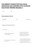 CSX FREIGHT CONDUCTOR FINAL EXAM QUESTIONS AND ANSWERS WITH COMPLETE SOLUTIONS VERIFIED GRADED A&plus;